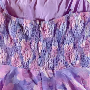 434 | Hello Molly Purple Floral Organza Fit & Flare Midi Dress Women‎ Small Prom thumbnail 6