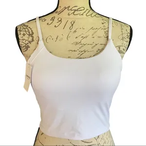 Lemedy White Fitness Workout Shirt With Built In Bra Size Medium NEW thumbnail 1
