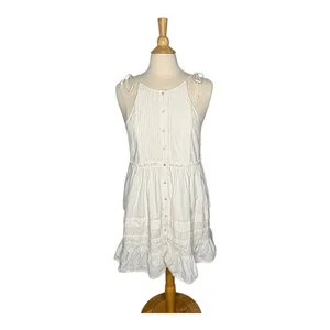 Free People Adella Mini Dress Womens Small Ivory White Boho‎ Open Back Button thumbnail 4