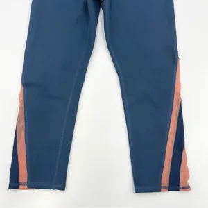 ALO Yoga Leggings Blue‎ Pink Mesh Chevron Sheer Stripes Cropped Capri Size Small thumbnail 6