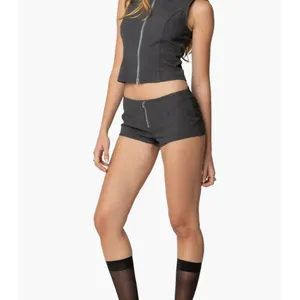 EDIKTED Allie Gray Zip Up Festival Rave Micro Shorts NWT Size S thumbnail 3