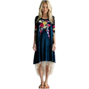 Krista Lee Cold Shoulder Sleeves Boho Embroidered Floral Dress Size Large thumbnail 3