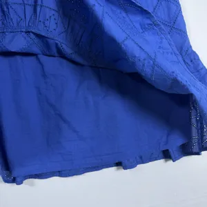 J Jill Size-S‎ Eyelet Tiered Dress Royal Blue Cotton Amalfi Coastal Boho thumbnail 10
