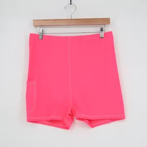Womens Neon Pink Athletic Compression Shorts with Side Pocket Size Large thumbnail 2