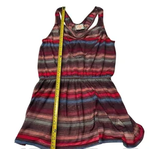Free People Size XS Baja Stripe Tank Top Maroon Brown Southwestern Boho Vintage thumbnail 4