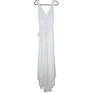 Lulus White Mermaid Beaded Wedding Dress NWT Size Small Sequined Wedding Gown thumbnail 4