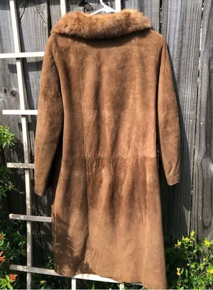 Vintage Suede Double Breasted Coat with Fur Collar M/L thumbnail 13