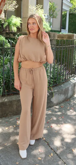 Vestique tan two piece set thumbnail 1