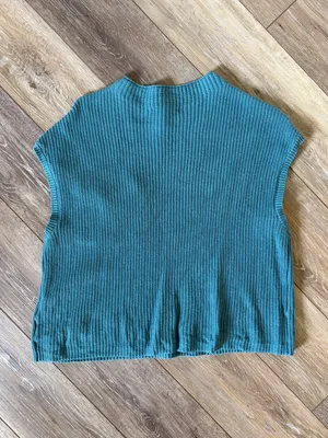 PrettyGarden Teal Knit Sleeveless Sweater Top Size Small thumbnail 5