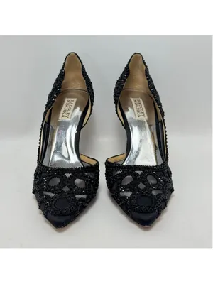 Badgley Mischka Ginny D’Orsay Black Embellished Mesh Pointed Toe Heels Size 9 thumbnail 12