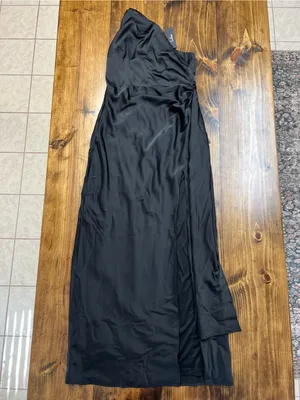 Lulus Signature Elegance Black Satin One-Shoulder Maxi Dress Size XL NWT thumbnail 6