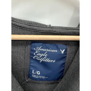 Y2K‎ American Eagle Gray Thermal Pullover Sweater Hooded Shawl Neck Women Large thumbnail 7