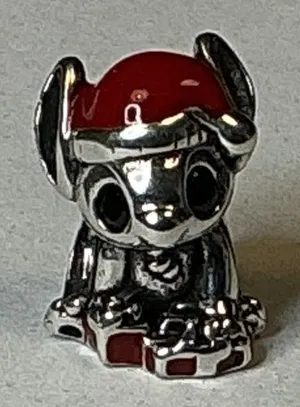 Pandora Disney Stitch Santa Christmas Charm Sterling Silver Red Enamel Ohana thumbnail 1