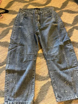 Midiross Jeans Light Wash Paint Splatter Distressed Barrel Leg Size L thumbnail 1