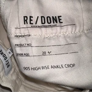 RE/DONE • 90s High Rise Ankle Crop Jeans Vintage White Denim Sz 25 thumbnail 8