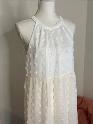 Andrée by Unit Maxi Dress M Pink White Swiss Dot thumbnail 3