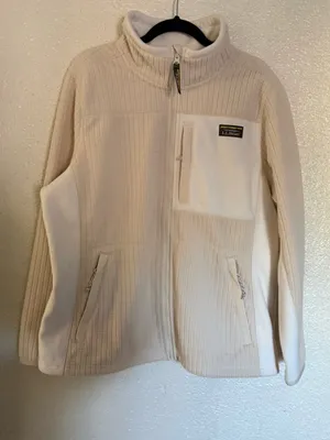 L.L. Bean Mountain Classic Windproof cream Fleece full zip up Jacket size XL thumbnail 6