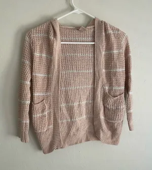 Knitted hooded cardigan sweater Pink thumbnail 1