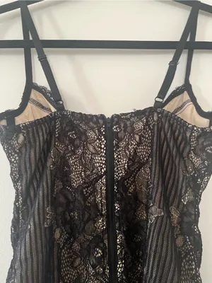 Lulus Black Lace Bodysuit Small Romantic Date Night Sheer Mesh Lingerie thumbnail 7