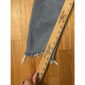 Agolde 90's Pinch‎ Button Fly Jeans 28 Blue High Rise Straight Organic Raw Hem thumbnail 5