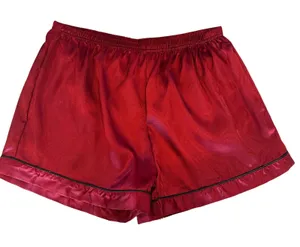 Red Satin Pajama Shorts XL Black Trim Valentines Silky thumbnail 1