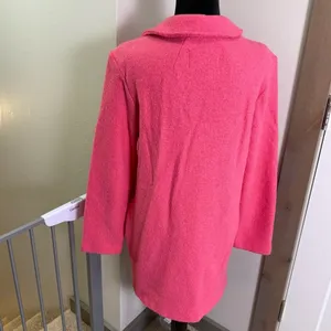 Rachel Zoe Wool Blend Open Front Blazer Jacket Workwear Bubblegum Pink Longline thumbnail 5