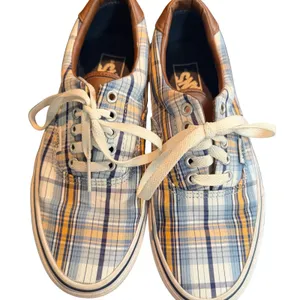 Vans Womens Size 8.5 Era 59 Plaid Skate Shoes Blue‎ Yellow Canvas Sneakers Retro thumbnail 3