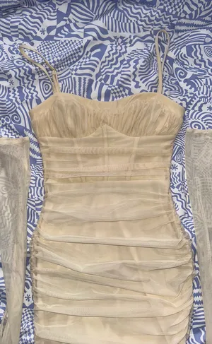 Dukine Ruched Mini Dress Cream thumbnail 5