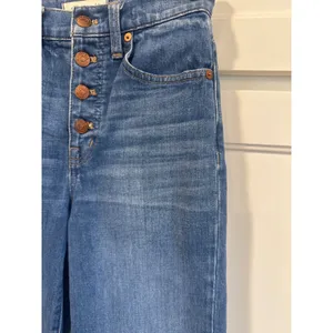 Madewell Womens Button slim Wide Leg crop size 23 Denim Jeans Medium Wash casual thumbnail 4