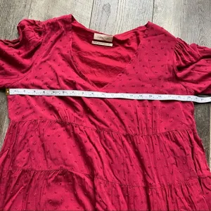 Urban Outfitters Red Wine Long Sleeve Tiered Textured Babydoll Dress Size Medium thumbnail 8