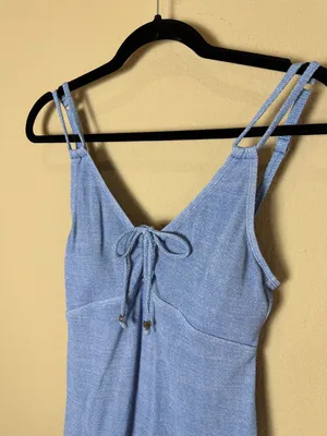 Tommy Bahama Island Cays Mini Dress Textured Light Blue Pique Knit Size XS thumbnail 3