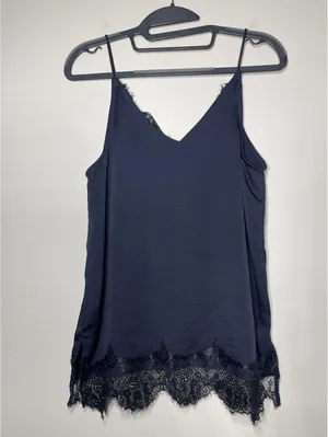 Topshop Navy Blue Lace Trim Cami Coquette Balletcore Y2k 4 thumbnail 3