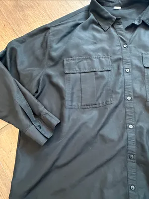 Old Navy Black Button-Front Oversized Long Sleeve Shirt XL - C10-034 thumbnail 6