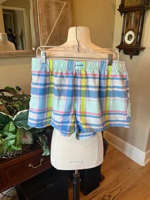 Adorable Plaid Cotton Pastel Pajama Shorts Women’s Large thumbnail 8