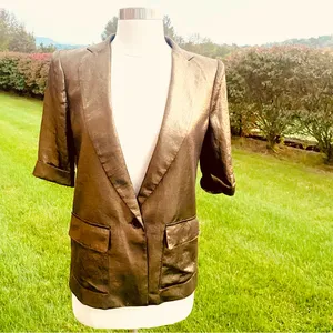 BCBG Maxazria Foley gold metallic blazer thumbnail 6