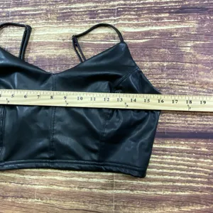 Blashe Black Faux Leather Crop Top Sleeveless Stretch Tank Top Size M thumbnail 6