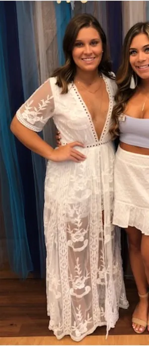 Showpo White lace romper with long skirt thumbnail 1