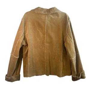VTG Winlit Leather Suede Shearling‎ Jacket Tan Faux Fur Lined XL Coat Western thumbnail 2