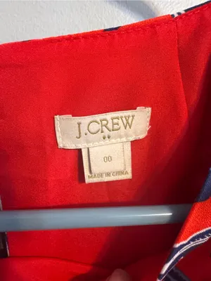 J. Crew Red Dress‎ with Blue & White Floral Accents women's size 00 thumbnail 2