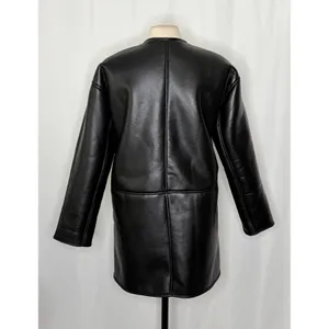NWT!! ZARA ZW Collection Double Faced Coat Jacket Black Fleece Lining Small thumbnail 9