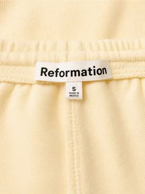 Reformation Olena Pale Butter Yellow Terry Cloth Lux Soft Knit Lounge Shorts thumbnail 5
