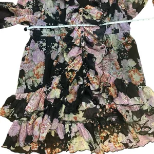Boston Proper Floral Ruffle Whimsy Large Button Blouse thumbnail 5