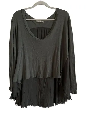 Free People We The Free TT Special Tee Crop Draping Long Sleeve Thermal Top Sz M thumbnail 1