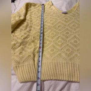 HyFve V-Neck Patterned Long Sleeve Yellow Knit Women's Sweater - Size L thumbnail 11