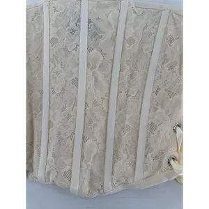 Forever 21 Ivory Lace Corset Bustier Lace Up Ribbon Coquette Y2K Romantic Fairy thumbnail 3
