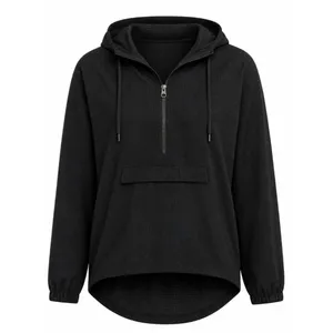 Tangerine Black Mesh Half Zip Hooded Running Jacket XL XXL thumbnail 2