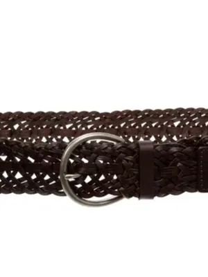 Merona Braided Leather Belt for Women in Dark Brown with Horseshoe Silver Buckle thumbnail 3