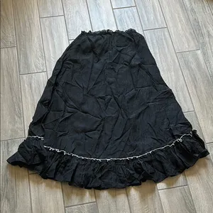 12th Tribe Black Maxi A-Line Skirt with Ruffled Tie Front thumbnail 7