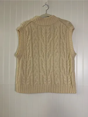 A New Day Cream Cable Knit Sleeveless Sweater Vest Size Large thumbnail 3