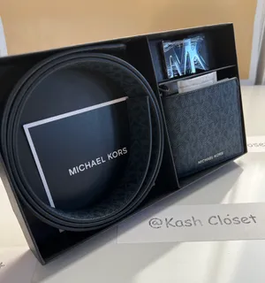 Michael Kors Mens Signature Belt & Billfold Wallet Set - Admiral/ Pale Blue thumbnail 2